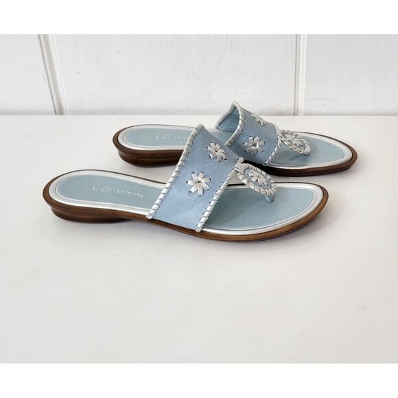 A. Giannetti Light Blue Leather Thong Sandals Made in Italy Women's Size 10 - Picture 4 of 8